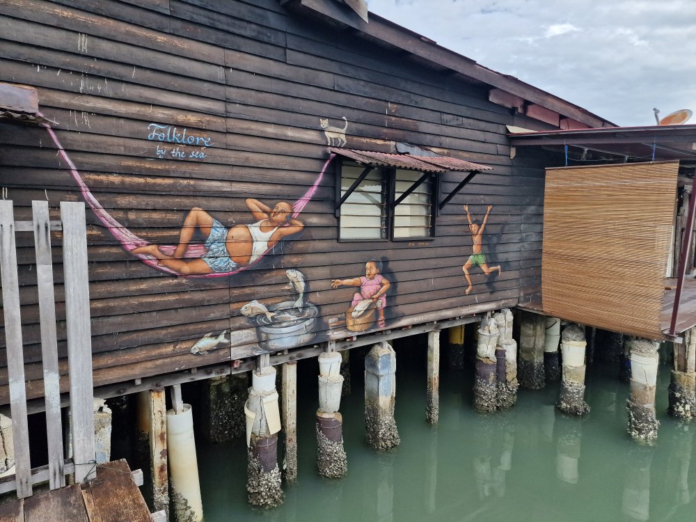 Plávajúca dedina Chew jetty v Penangu