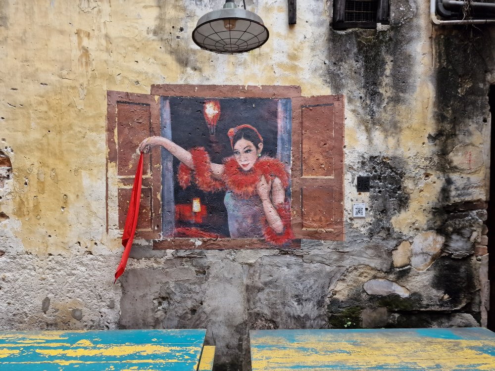Ulička s pouličným umením Street art v Kuala Lumpur